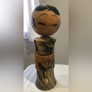 COPY - Vintage Koceshi Doll made in Japan Wooden Signed has some Wear 10” Tall